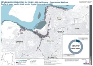 REACH - RDC - Etendue de la zone inondée dans le quartier Kinsuka Pêcheur en janvier 2024