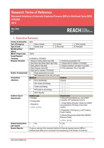 Terms of Reference Movement Intentions of Internally Displaced Persons (IDPs) in Northeast Syria (NES) May 2022