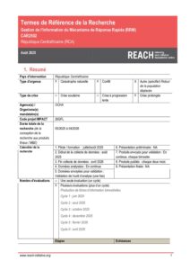 REACH RCA Mécanisme de réponse rapide (RRM), Termes de référence de la recherche (août 2025)