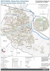 REACH SSD Wau Town education facilities map Oct 2024