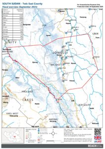 South Sudan - Flood Overview Twic East Map - September 2025