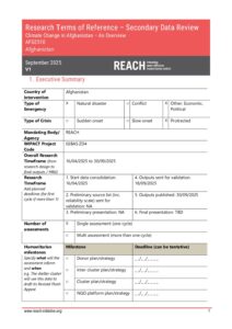 REACH Afghanistan Climate Change Overview, ToR (September 2025)