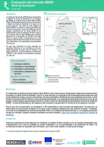 Hója informativa de los resultados de la evaluación del mercado de agua, saneamiento e higiene (WASH) en Norte de Santander – junio 2021