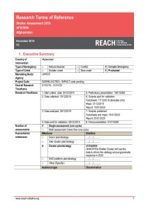 Emergency Shelter and Winterization Assessment Terms of Reference, Afghanistan, December 2019