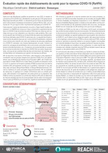 Évaluation rapide des établissements de santé pour la réponse COVID-19 (RaHFA) à Bossangoa, République Centrafricaine – Janvier 2021