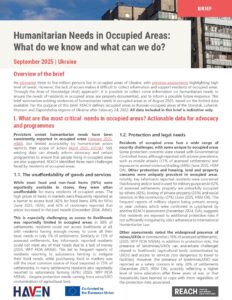 REACH Ukraine Humanitarian Needs in Occupied Areas Brief