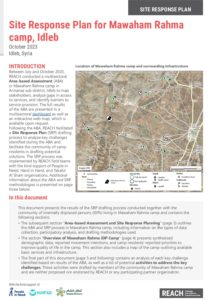 REACH Syria Mawaham Rahma Site Response Plan, October 2023