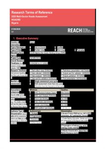 2020 Multi-Sectoral Needs Assessment Terms of Reference, BAY States, Nigeria