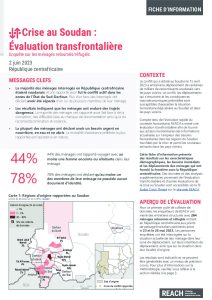 Soudan - Evaluation transfrontalière - Enquête sur les ménages réfugiés et retournés en RCA - factsheet - juin23