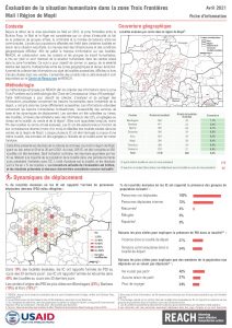 Evaluation de la situation humanitaire dans la zone Trois Frontières, Région de Mopti (Mali), factsheet – Avril 2021