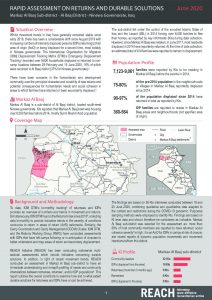 Rapid Assessment on returns and durable solutions (ReDS), Markaz Al Baaj factsheet, Iraq - June 2020