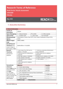 REACH Ukraine Multi-Sector Needs Assessment (MSNA) 2026 - Terms of Reference