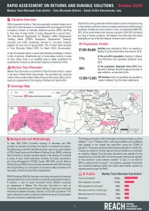 Rapid Assessment on Returns and Durable Solutions (ReDS), Markaz Tooz Khurmato factsheet, October 2020
