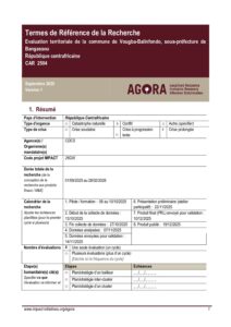 AGORA RCA AGORA Phase 2 - Termes de Référence de la recherche (2025)