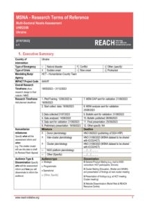 REACH Ukraine Multi-Sectoral Needs Assessment, Term of Reference (External), July 2023