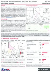 Evaluation de la situation humanitaire dans la zone Trois Frontières, région de Tahoua (Niger), factsheet – March2021