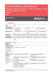 REACH Haiti - TdR évaluation territoriale CCCM (Port-au-Prince) - Novembre 2025