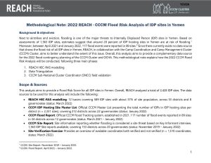 REACH Yemen - CCCM IDP Hosting Site Flood Risk Analysis - Methodological Note - March 2022