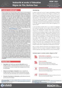 Focus sur l'insécurité et l'accès à l'éducation dans la région de l'Est, Burkina Faso, Novembre 2021