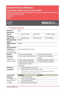 REACH Syria ToR Humanitarian Situation Overview in Syria (HSOS) Urban Household - Version 2 - May 2024