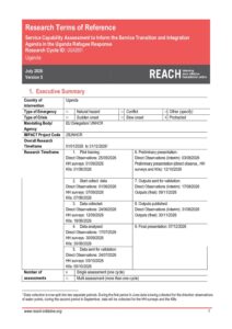 REACH Uganda Service Capability Assessment, Terms of Reference (July 2026)