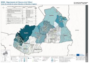 REACH Bénin Matrice5W Carte d'Education et Education d'Urgence 16MAI2025 A3