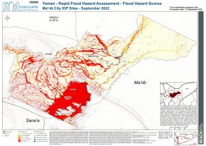 Yemen - Rapid Flood Hazard Assessment - Flood Hazard Scores-Ma'rib City IDP Sites - September 2022