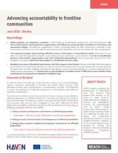 REACH Ukraine Brief Advancing accountability to frontline communities ENG