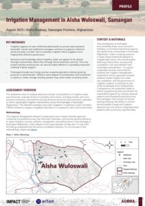 AGORA Afghanistan Irrigation Management Alsha, Profile (26-05-2025 – 13-06-2025)