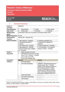 Afghanistan Humanitarian Situation Monitoring (HSM) Term of Reference February 2022