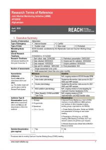 REACH Afghanistan Terms of Reference Joint Market Monitoring Initiative (JMMI) April2020