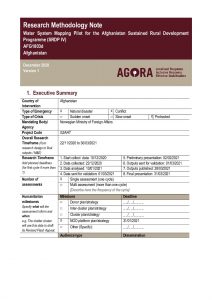AGORA Afghanistan Community Irrigation Water Systems Management Terms of Reference - December 2020