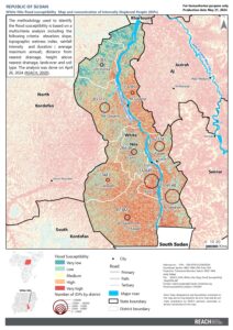 White Nile flood susceptibility  Map and concentration of Internally Displaced People (IDPs)