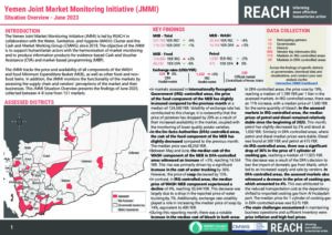 REACH Yemen Situation Overview, Joint Market Monitoring Initiative (JMMI), June 2023