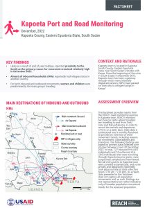 REACH South Sudan Kapoeta Road Monitoring, Factsheet December 2022