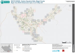 REACH SSD Map WASH Infra Magwi Town Infrastructure types May2021
