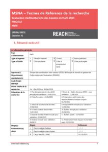 REACH Haïti - MSNA Termes de Référence 2025
