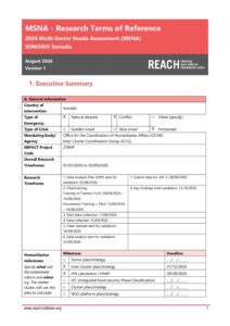 REACH Somalia Terms of Reference MSNA 2026