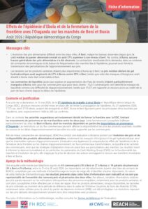 REACH - RDC - Effets de l’épidémie d’Ebola et de la fermeture de la frontière avec l’Ouganda sur les marchés de Beni et Bunia (Août 2026)