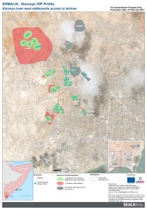 reach som map kismayo town west IDP settlements latrine access 02nov2016 a3 l en
