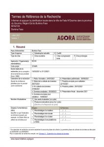 AGORA Burkina Faso Termes de Référence Version 2 Reseach Fada N'Gourma Juillet 2021