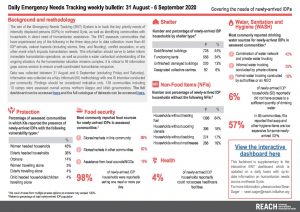 Daily Emergency Needs Tracking of newly-arrived IDPs in Northwest Syria, Weekly Bulletin (31 August - 6 September 2020)