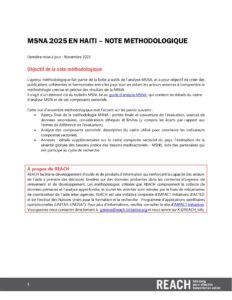 REACH Haiti - MSNA Note Méthodologique - Novembre 2025