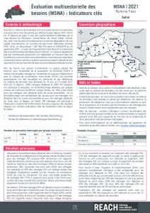 Evaluation multisectorielle des besoins (MSNA) 2021 : Indicateurs clés - Région du Sahel - Burkina Faso