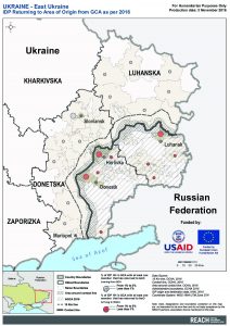 UKR_Map_IDPs Returning to Areas of Origin from Government Controlled Areas of Eastern Ukraine_Nov 2016