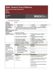 REACH Kenya - Multi Sector Needs Assessment ToR, May 2023