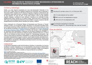 Evaluación de Tendencias sobre Necesidades e Intenciones de Movimientos Migratorios (ETNIMM) Colombia. Hoja informativa de la Ronda 7, Junio 2021