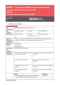 REACH RDC MSNA Termes de Référence 2026