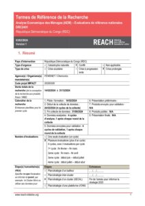 REACH DRC Household Economy Analysis ToR
