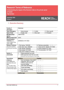 REACH Afghanistan - Impact of Financial Crisis Assessment  - Terms of Reference - September 2022